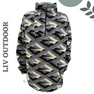 LIV Outdoor Sherpa 1/4-Zip Geometric Pullover XL